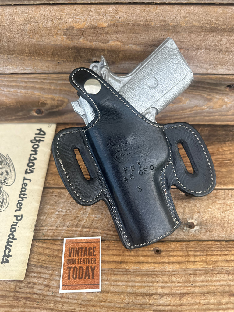 Alfonso's Black Leather Lined Holster for Colt .45 ACP 1911 Officers Model