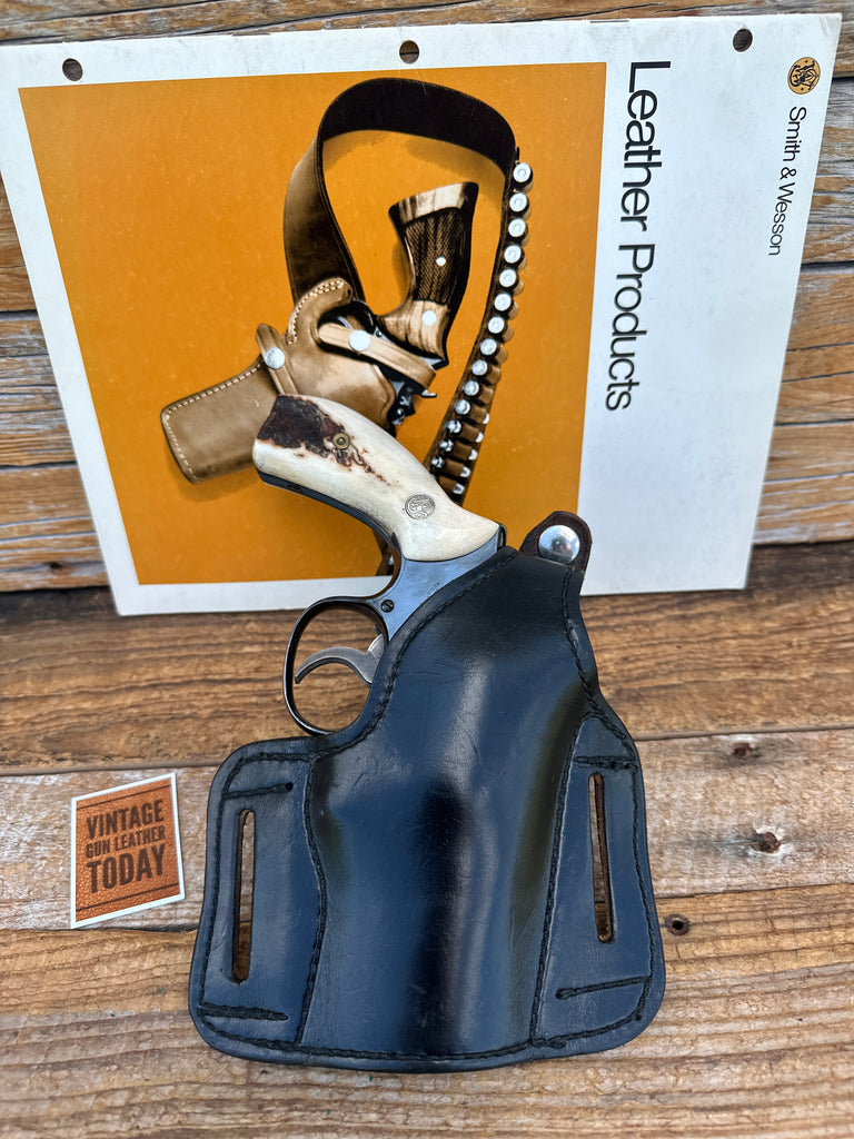 Vintage Smith Wesson Black Leather Lined Holster For 2" 2.5 S&W K frame Revolver