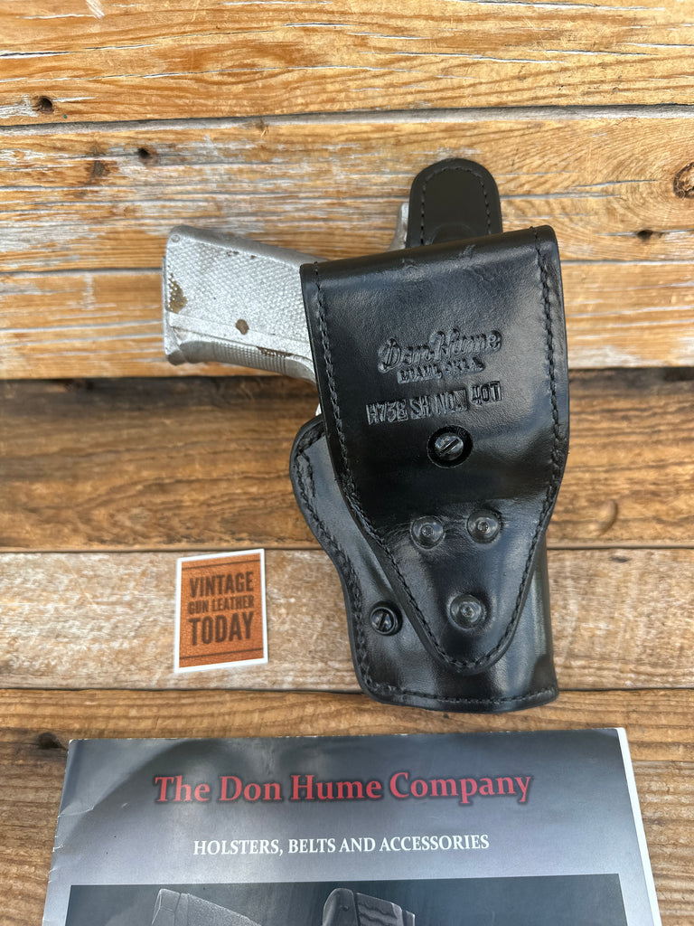 Vintage H738 Don Hume Plain Black Leather Lined Duty Holster For 4006 5906 TSW