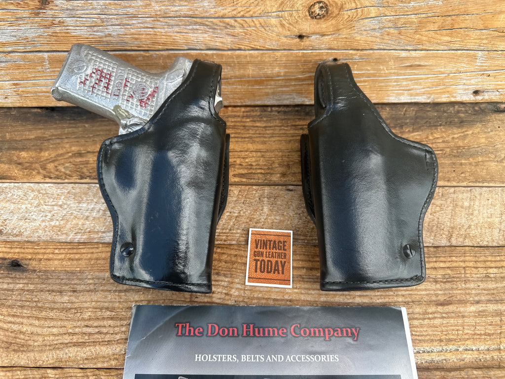 Vintage H738 Don Hume Plain Black Leather Lined Duty Holster For Ruger P94 P97
