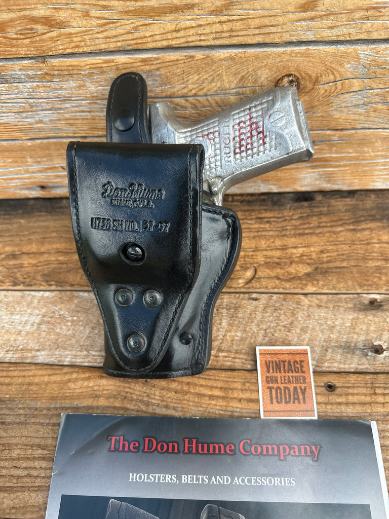 Vintage H738 Don Hume Plain Black Leather Lined Duty Holster For Ruger P94 P97