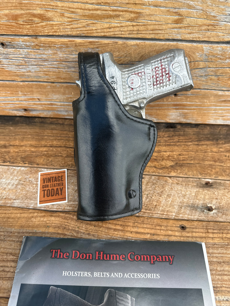 Vintage H738 Don Hume Plain Black Leather Lined Duty Holster For Ruger P94 P97