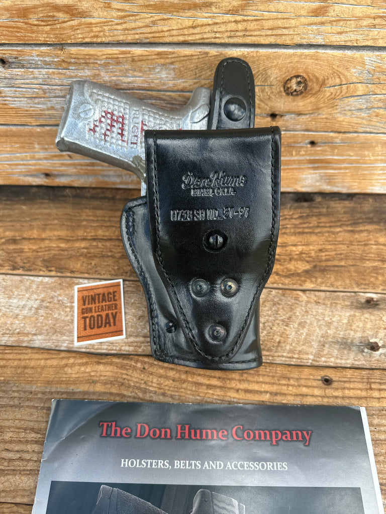 Vintage H738 Don Hume Plain Black Leather Lined Duty Holster For Ruger P94 P97