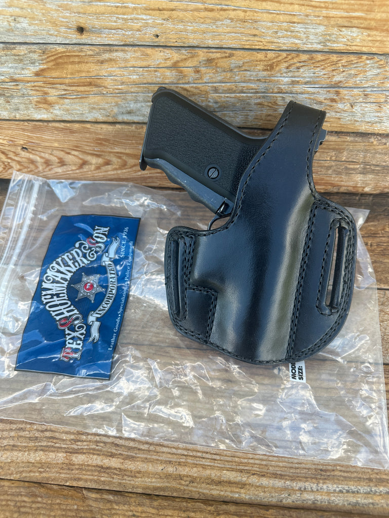 Tex Shoemaker Plain Black Leather Lined OWB Holster For Heckler Koch P7M8 P7M13