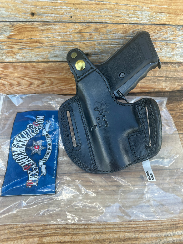 Tex Shoemaker Plain Black Leather Lined OWB Holster For Heckler Koch P7M8 P7M13