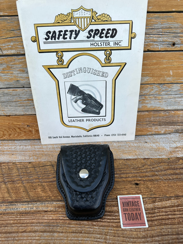 Vintage Safety Speed Black Basket Leather Handcuff Cuff Case for Chain Cuffs