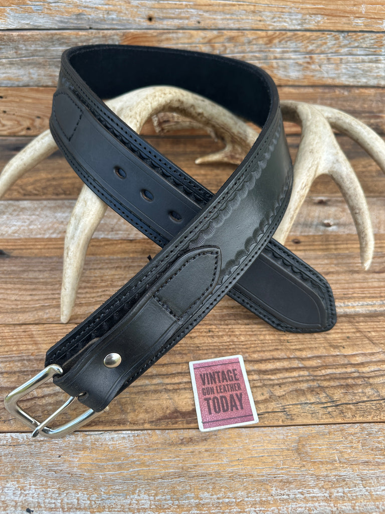 Custom Kirkpatrick Black Border Stamped Suede Lined Wild Bunch Gun Belt Size 34