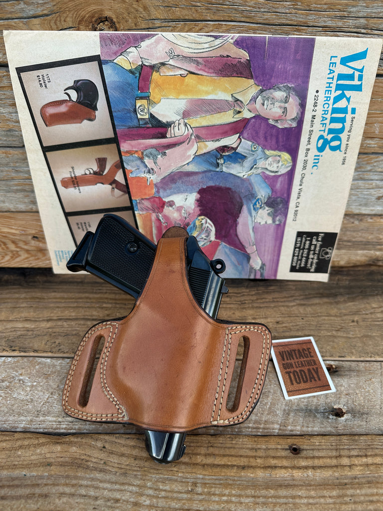 Vintage Viking Brown Leather OWB Holster for Medium Auto PPK PP HK4 Similar