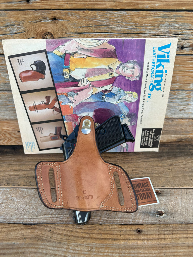 Vintage Viking Brown Leather OWB Holster for Medium Auto PPK PP HK4 Similar