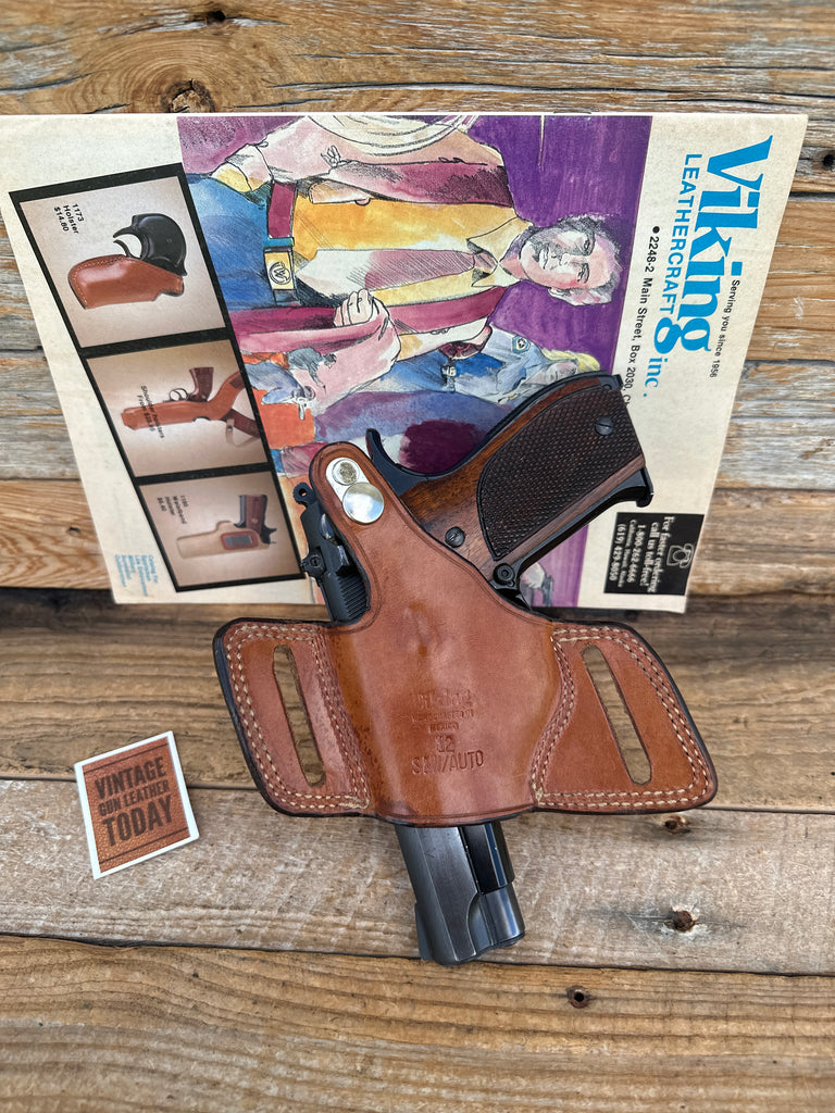 Vintage Viking Brown Leather OWB Holster for S&W Auto Mod 39 59 Similar