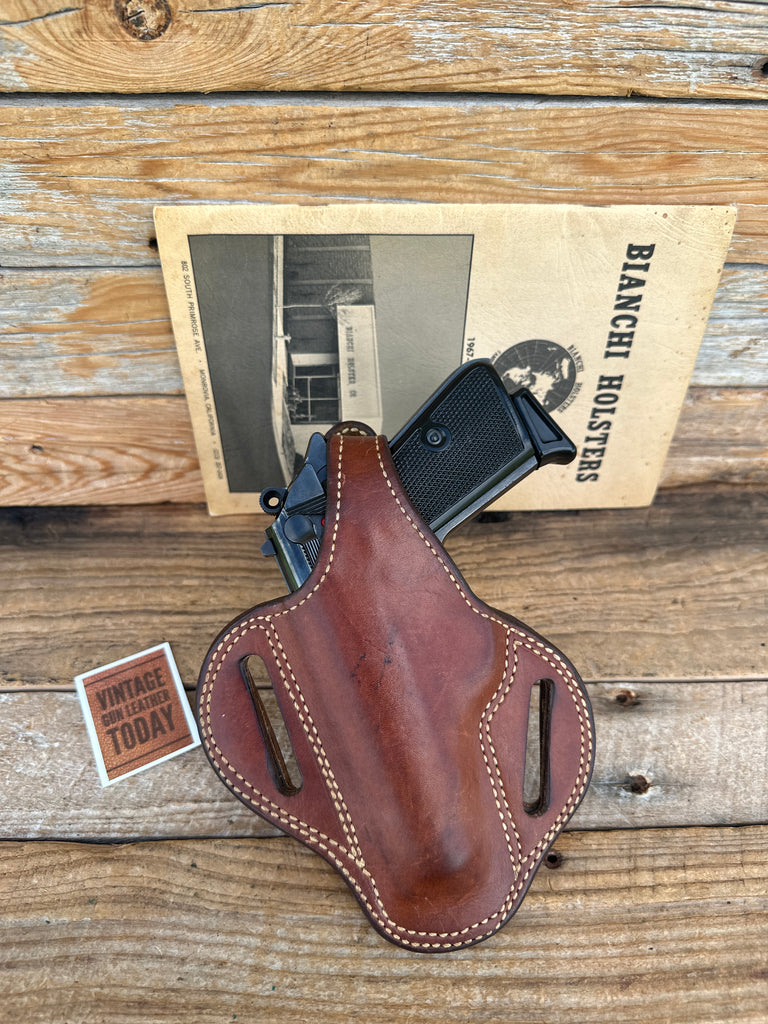 Vintage Bianchi 7L Brown Leather Lined Shadow OWB Holster For Walther PPK PPKS