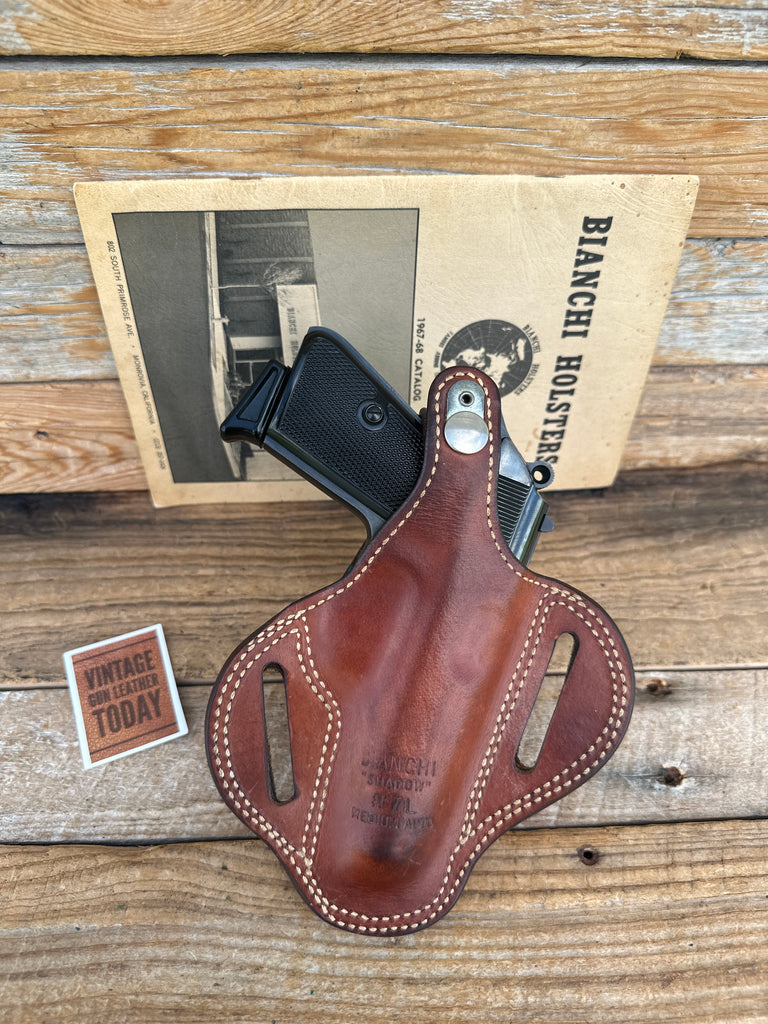Vintage Bianchi 7L Brown Leather Lined Shadow OWB Holster For Walther PPK PPKS