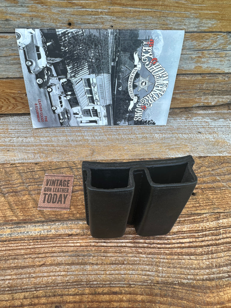 Vintage Tex Shoemaker Black Open Top Double Magazine Carrier w/ 1 3/4 Clip