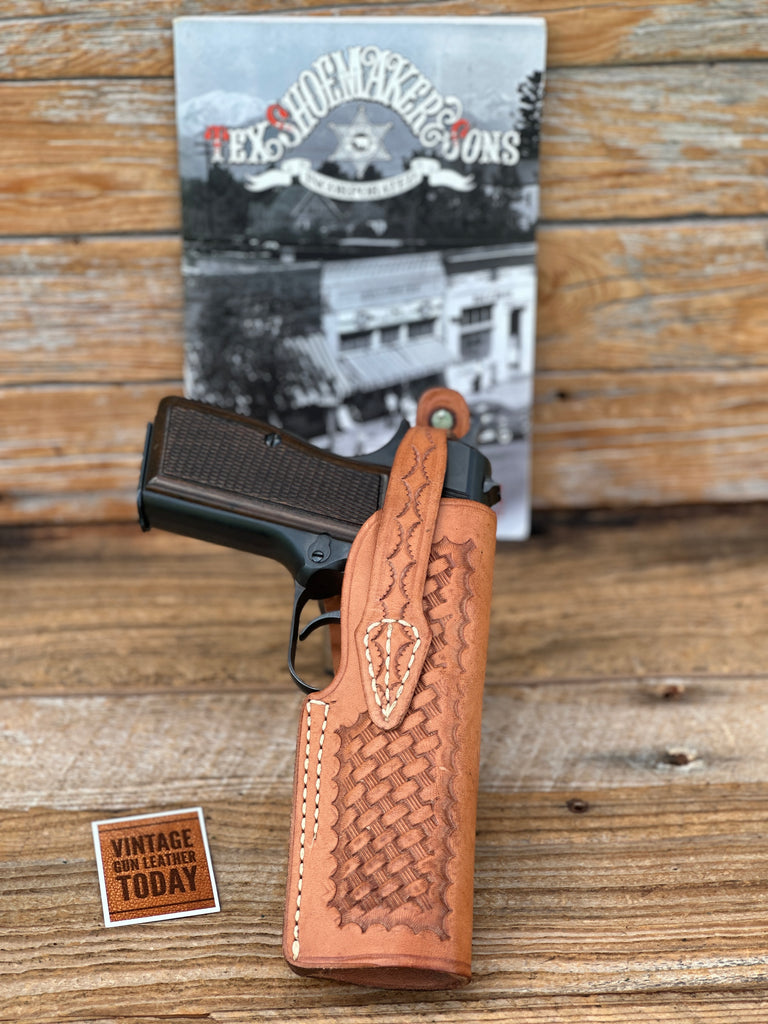 Vintage Tex Shoemaker Brown Basket OWB Holster For Browning Hi Power