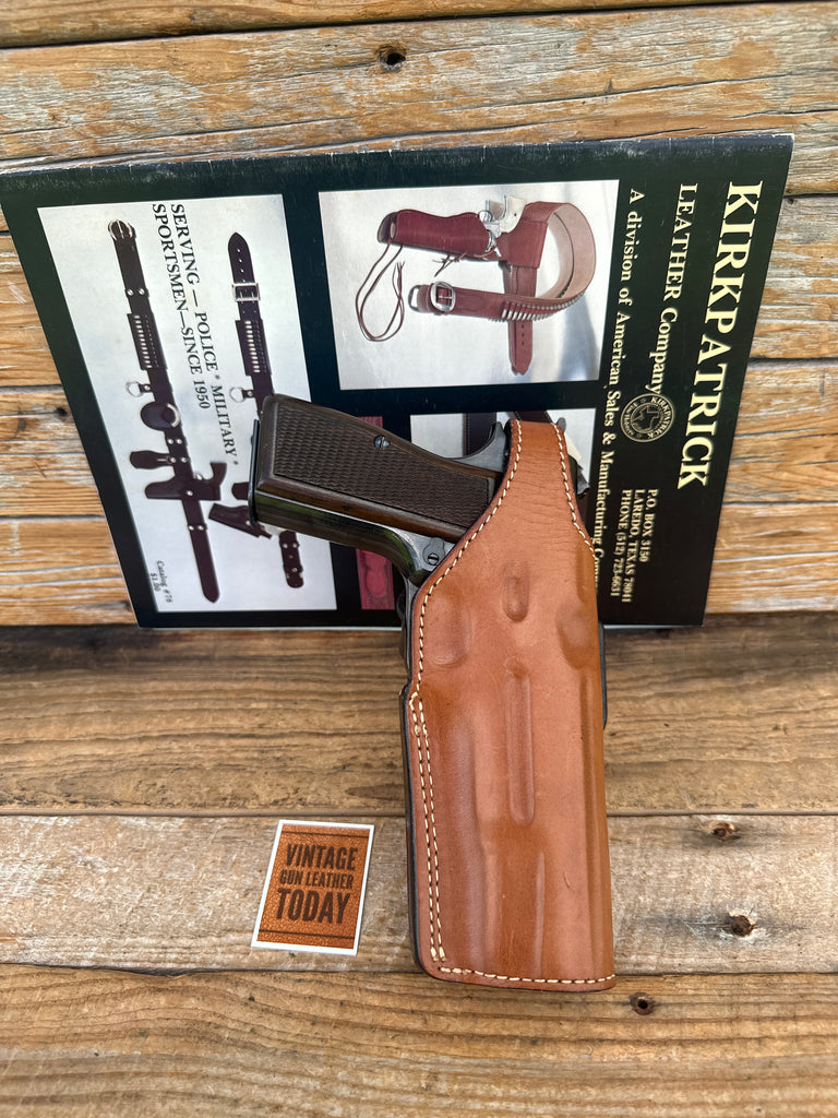 Kirkpatrick Brown Leather Suede Lined OWB Holster For Browning Hi Power Right
