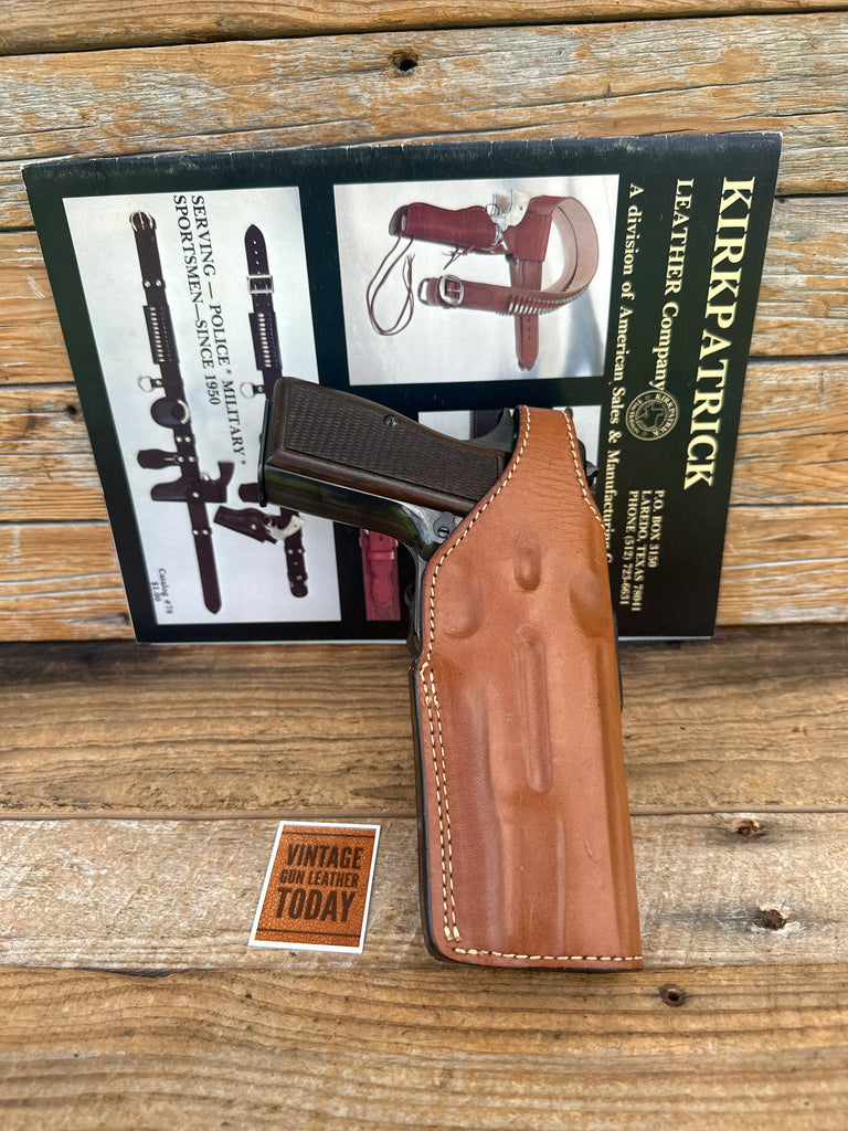 Kirkpatrick Brown Leather Suede Lined OWB Holster For Browning Hi Power Right