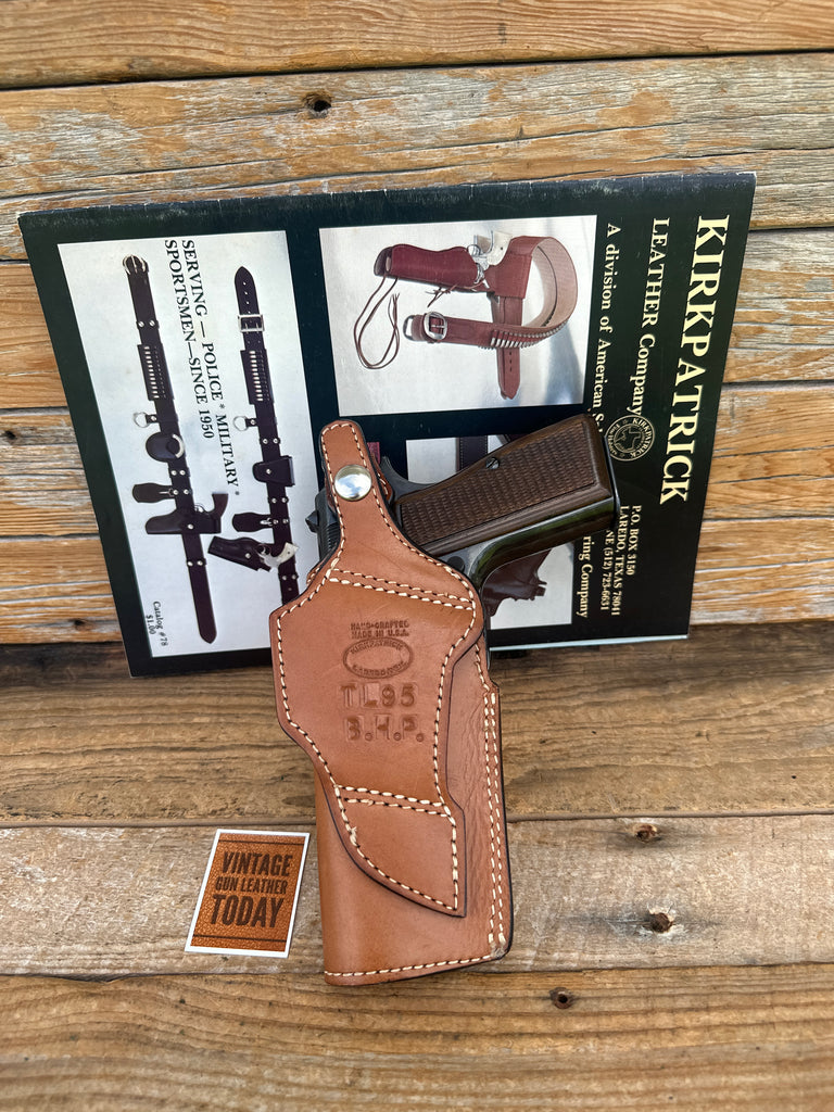 Kirkpatrick Brown Leather Suede Lined OWB Holster For Browning Hi Power Right