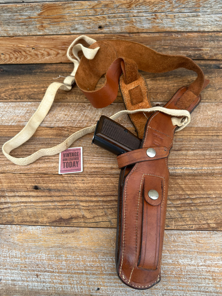 Vintage Viking 1177-3 Brown Leather Suede Lined Revolver Auto Shoulder Holster