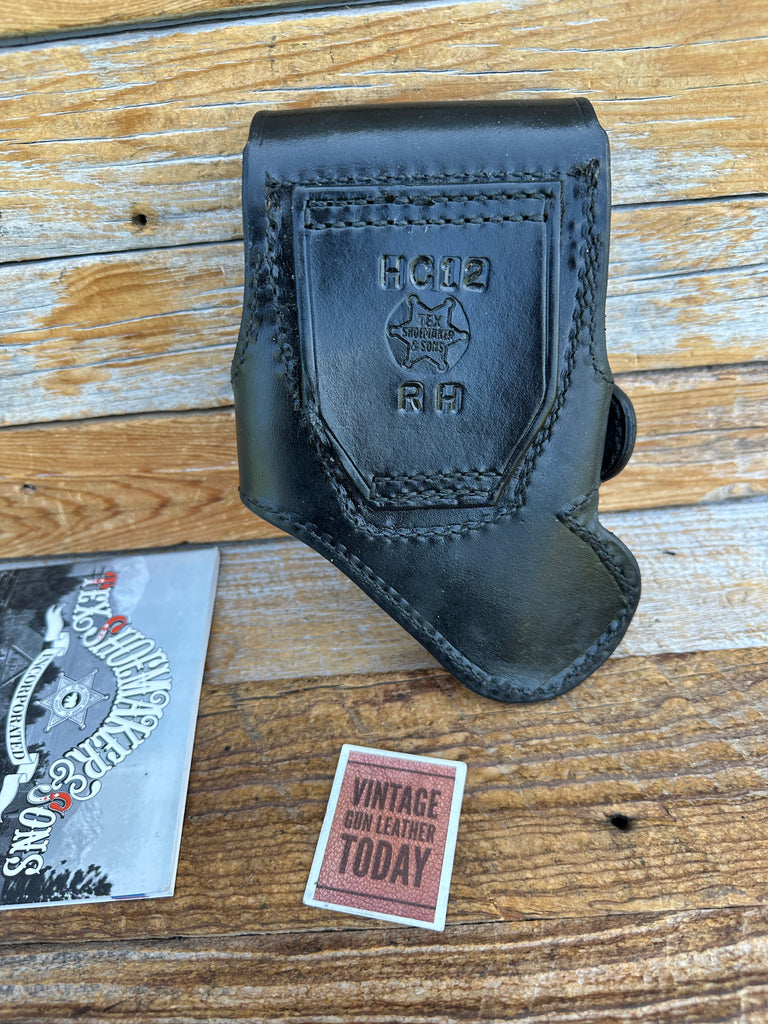 Vintage Tex Shoemaker HC12 Handler 12 Holder w/ Black Snap Leather Cuff Case