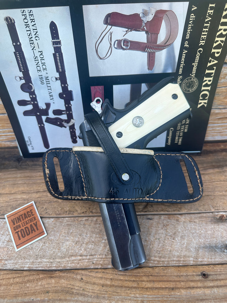 Vintage Kirkpatrick Black Leather Lined OWB Belt Slide For Colt 45 1911