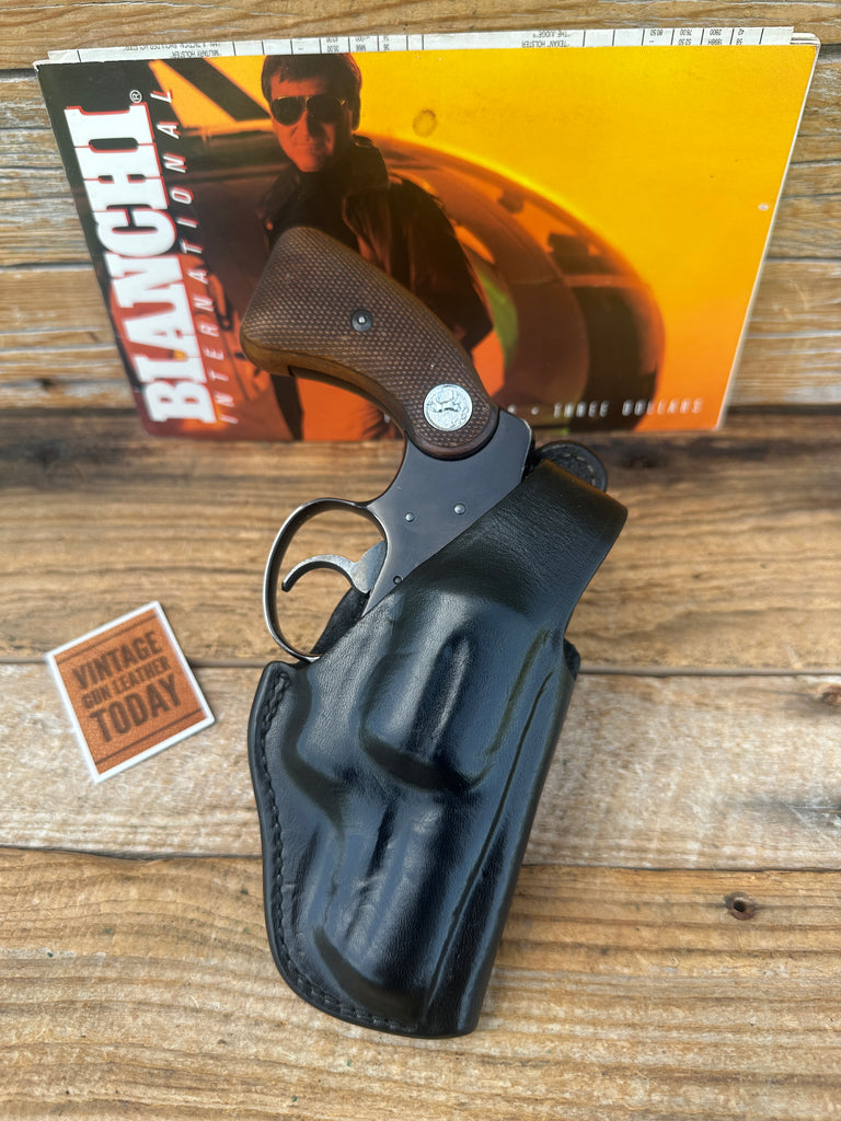 Vintage Bianchi 5BH Black Leather OWB Holster For Colt Cobra Detective