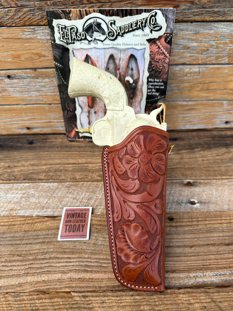 ElPaso Saddlery Brown Leather Floral Treepersons Holster For Ruger Vaquero 4 5/8