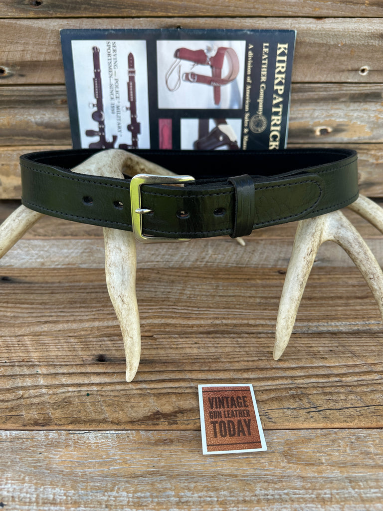 Kirkpatrick Black Leather Suede Lined Tapered Gun Belt 1.5" Sz 36 32.5" to 36.5"