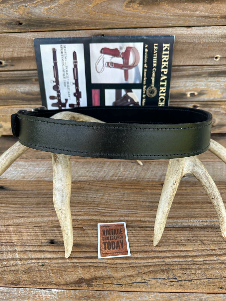 Kirkpatrick Black Leather Suede Lined Tapered Gun Belt 1.5" Sz 36 32.5" to 36.5"
