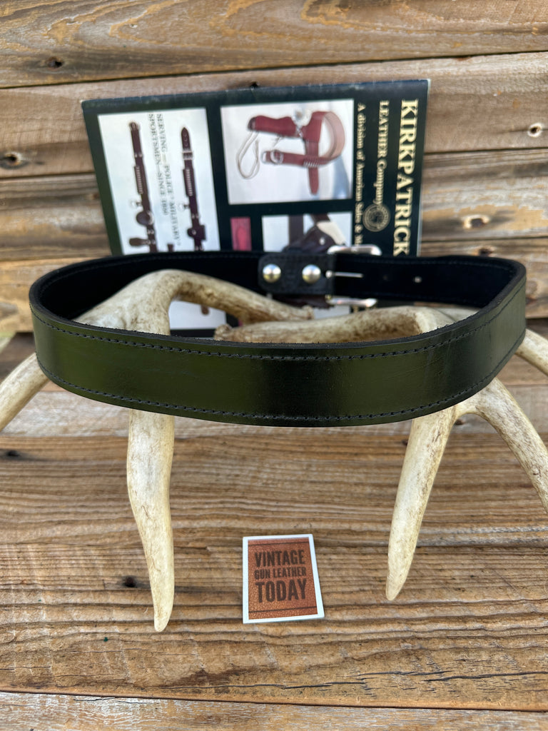 Kirkpatrick Black Leather Suede Lined Tapered Gun Belt 1.5" Sz 36 32.5" to 36.5"