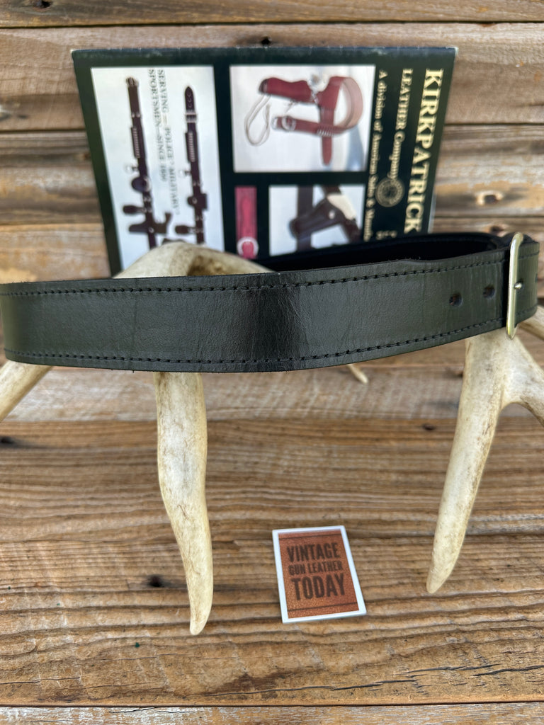 Kirkpatrick Black Leather Suede Lined Tapered Gun Belt 1.5" Sz 36 32.5" to 36.5"