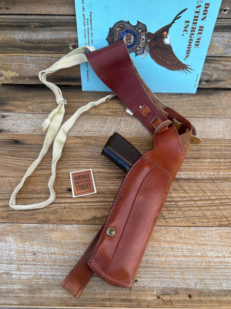 Vintage Don Hume Brown Leather Vertical Shoulder Holster For Large Auto 1911 Hi