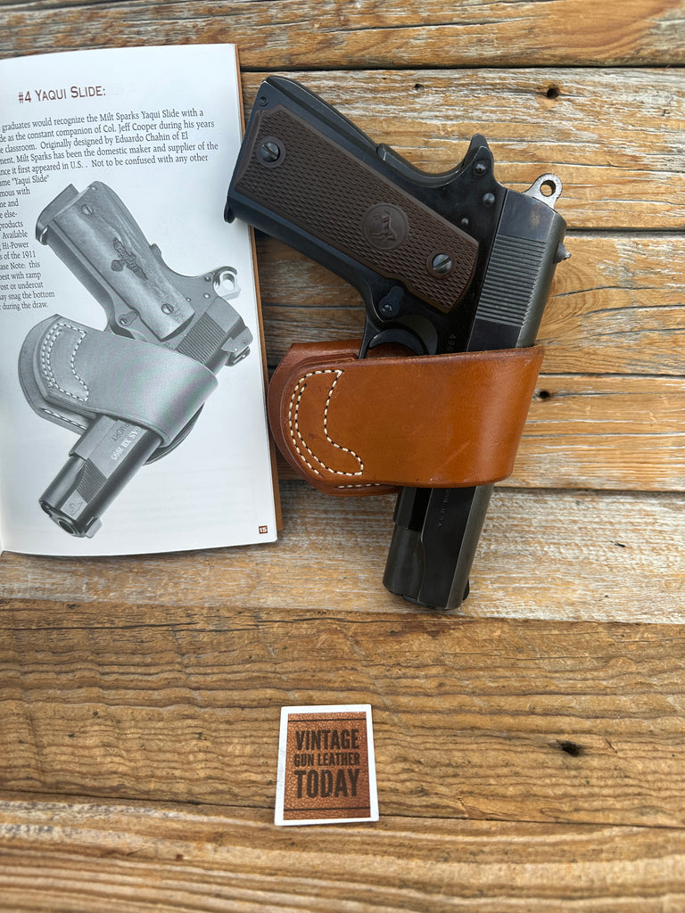 Vintage Milt Sparks #4 Brown Leather Yaqui Slide Holster For Colt .45 1911 Right