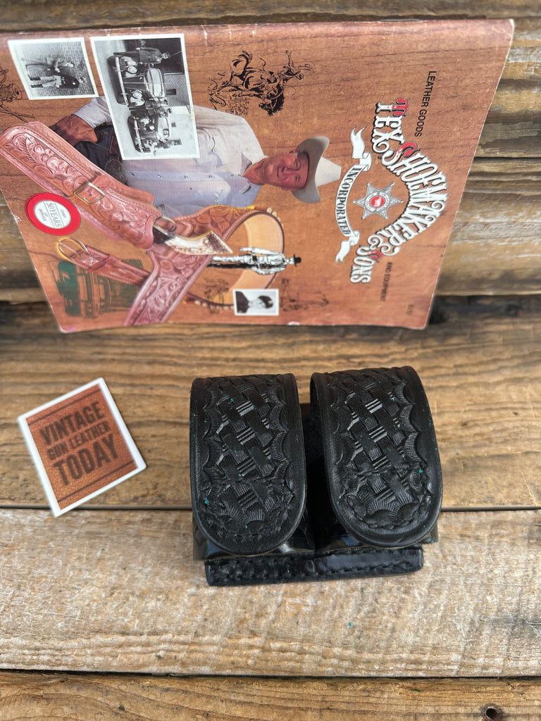 Tex Shoemaker 103 Black Basket Leather Double Speed Loader Holder For K Frame