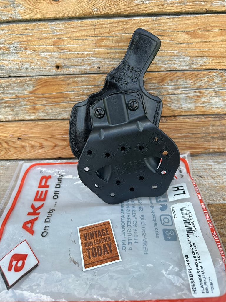 AKER Brown Leather Flatsider XR-19 Open Top Paddle Holster For H&K USP 40 / 45