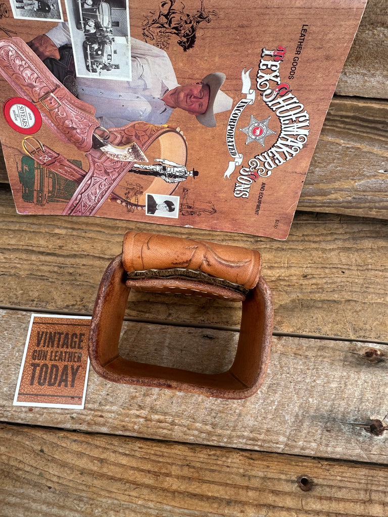 Tex Shoemaker Brown Floral Carved Radio / Walkie / Portable Holder For Motorola