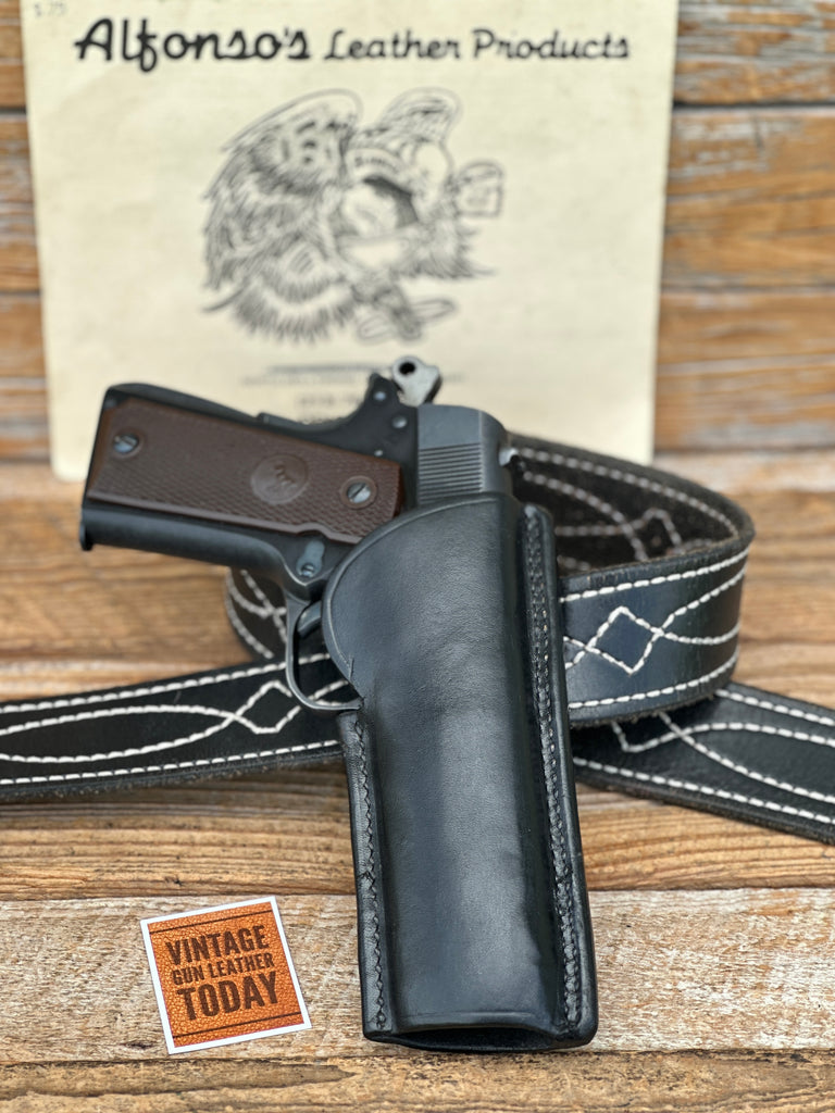 Vintage Alfonsos Black Leather Open Top OWB Holster for Colt 45 1911 5" Gov