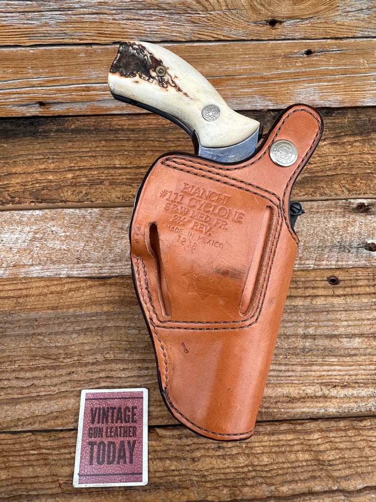 Bianchi Cyclone Brown Leather Sued Lined Holster For S&W K 2.5" Medium Revolver