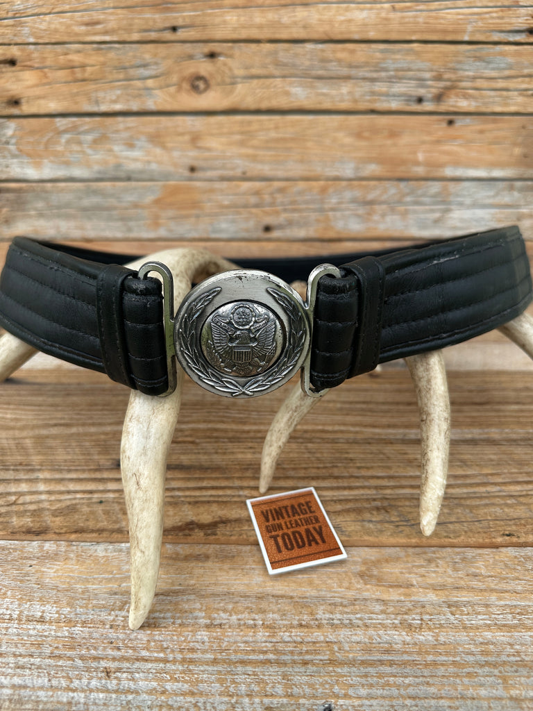 Vintage 1980s Bianchi Black Leather General Officers Gun Belt G110 SZ 38-40