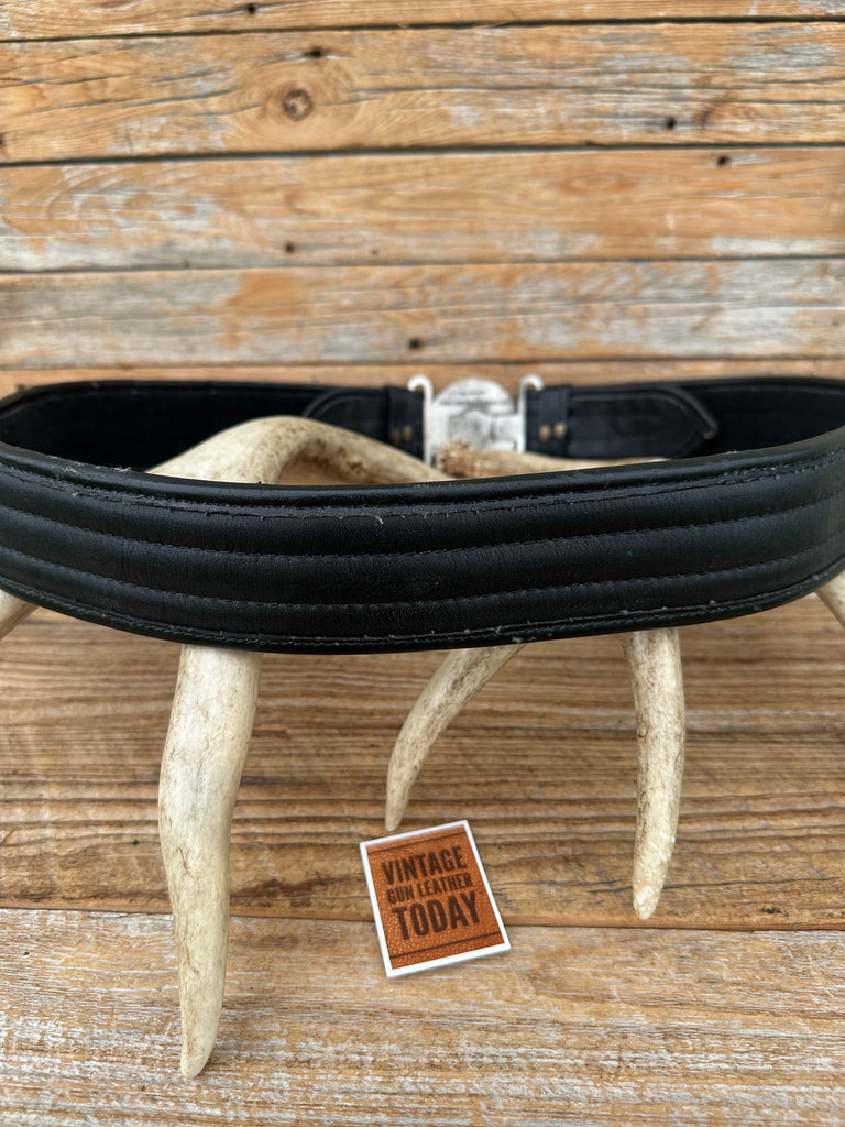 Vintage 1980s Bianchi Black Leather General Officers Gun Belt G110 SZ 38-40