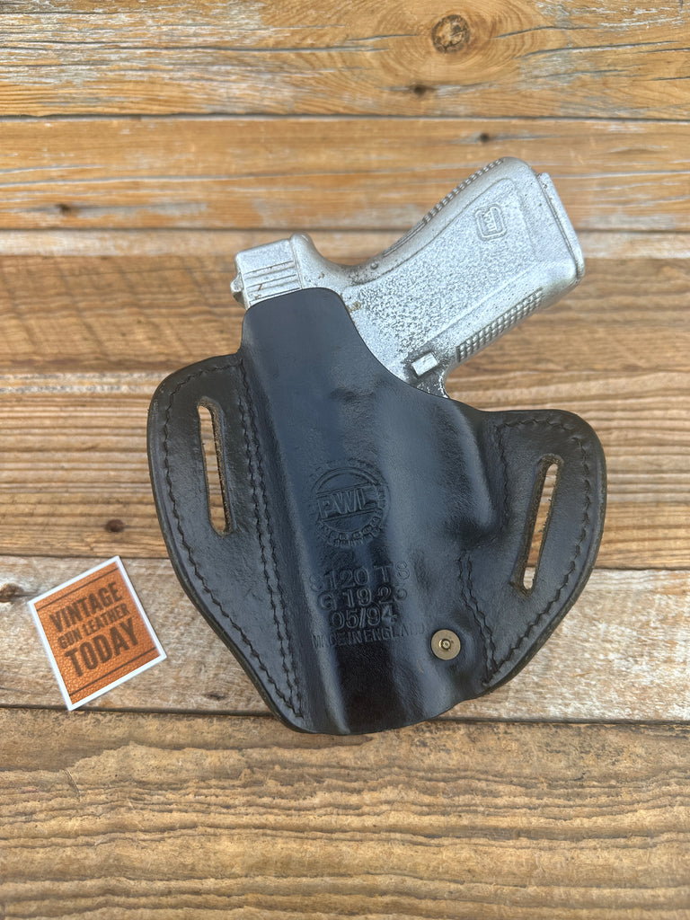 Price Western PWL Black Leather Open Top OWB Holster For GLOCK 19 23 32 Right