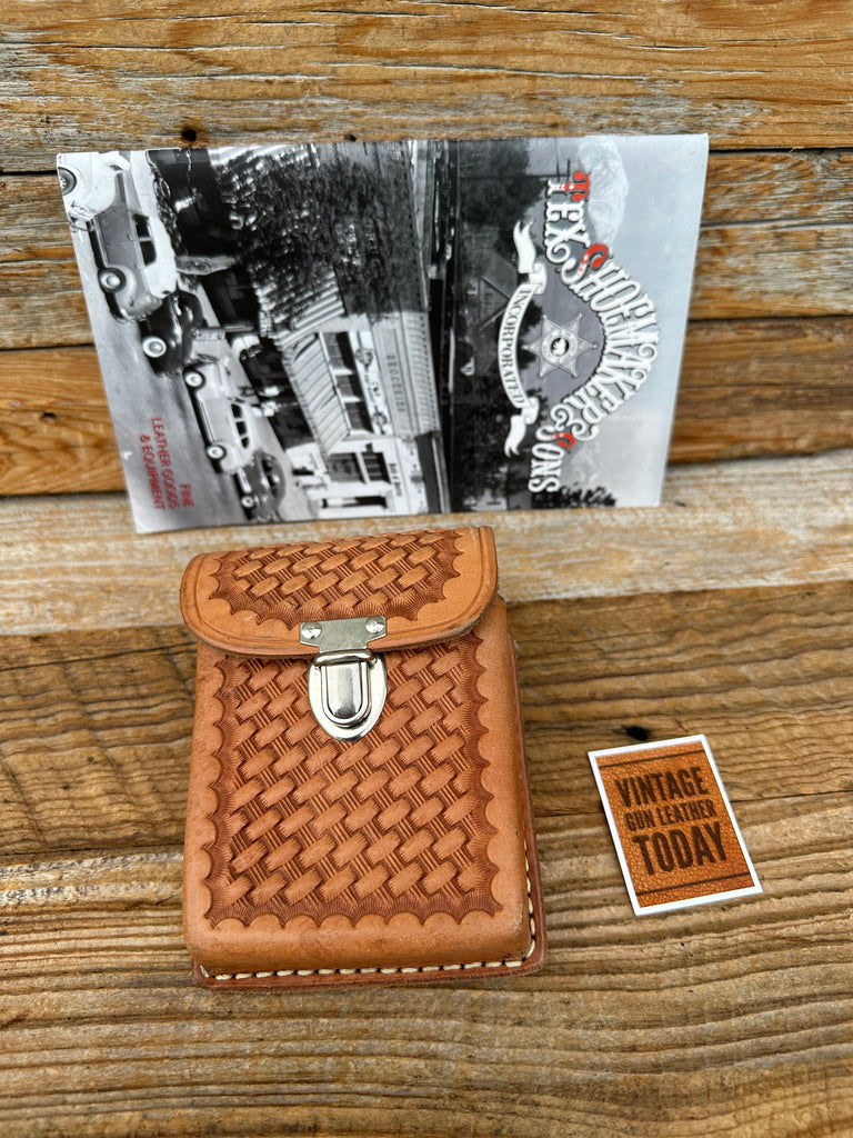 Vintage Tex Shoemaker Brown Basketweave Leather Multi Use Case Model 100