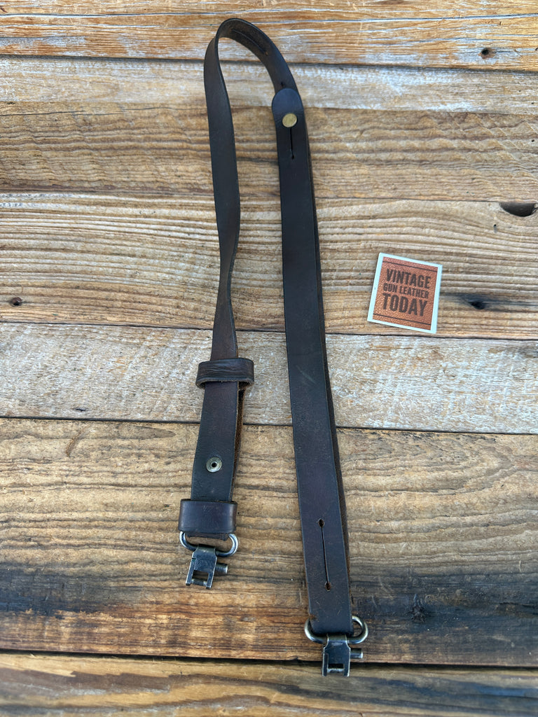Vintage Williams Guide Leather Adjustable 7/8" Rifle Sling with Swivels Plain #3