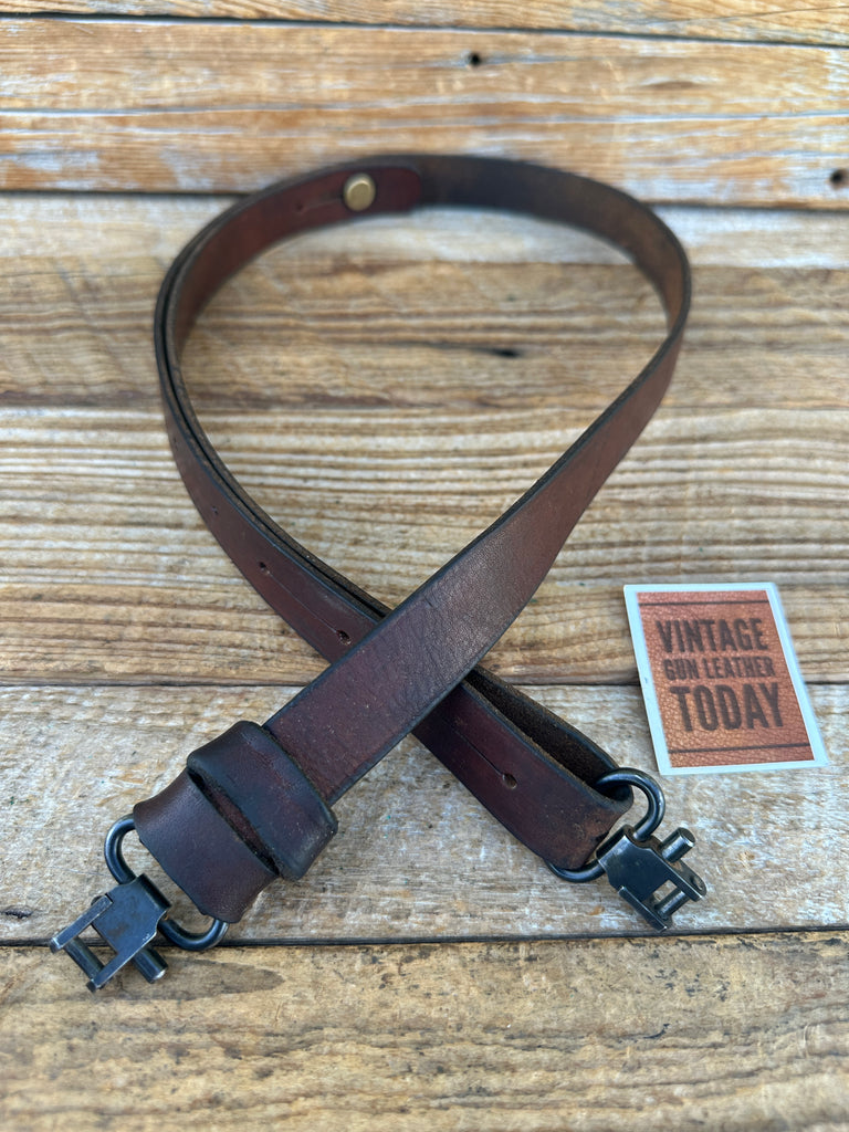 Vintage Williams Guide Leather Adjustable 7/8" Rifle Sling with Swivels Plain #3