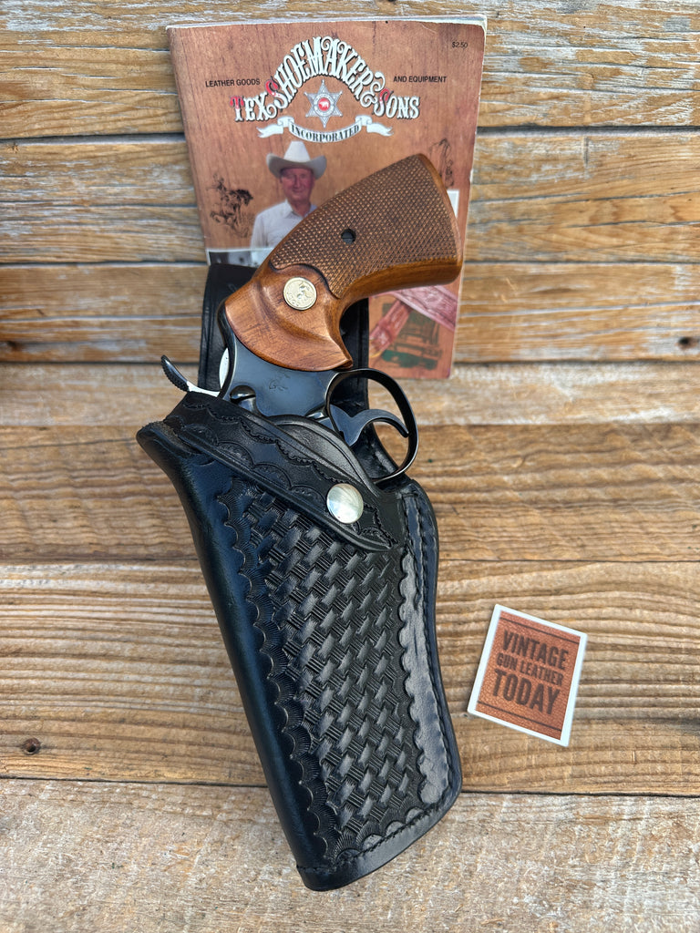 Vintage Tex Shoemaker 50 Black BW Leather Jordan Style Holster For Colt Python