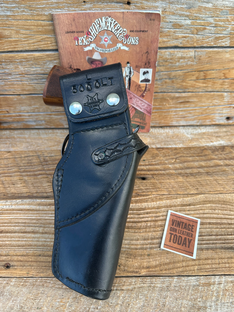 Vintage Tex Shoemaker 50 Black BW Leather Jordan Style Holster For Colt Python