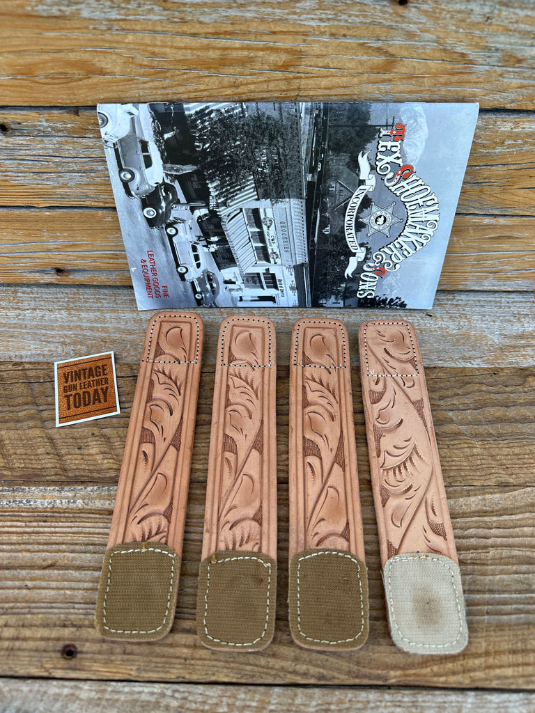 Tex Shoemaker Hand Floral Carved Belt Keeper Set For 2.25"  Belt 1 1/2" Wide SQ