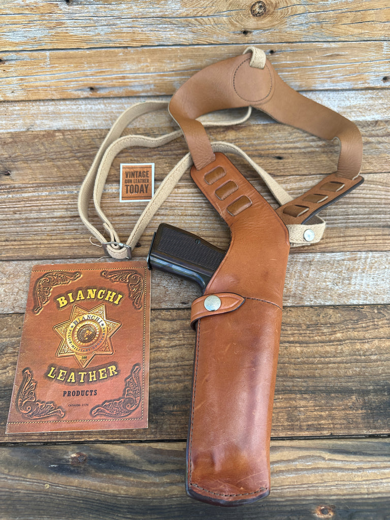 Vintage Bianchi X15 Medium Brown Leather Shoulder Holster 1911 4" Revolver Right