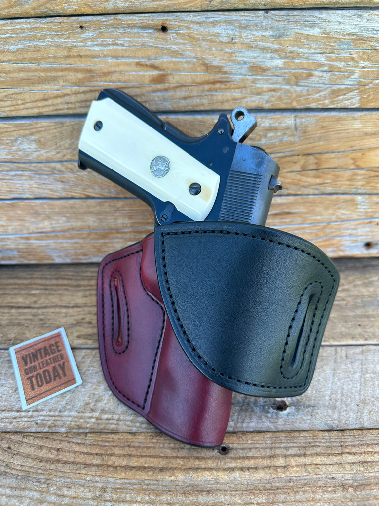 Tucker HF2 Brown Two Tone Leather OWB Holster w/ Sweat Guard For Colt Commander