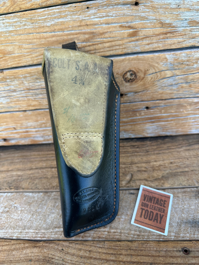 Vintage Alamo Black Leather Lined OWB Holster for Colt SAA 4 3/4" Right