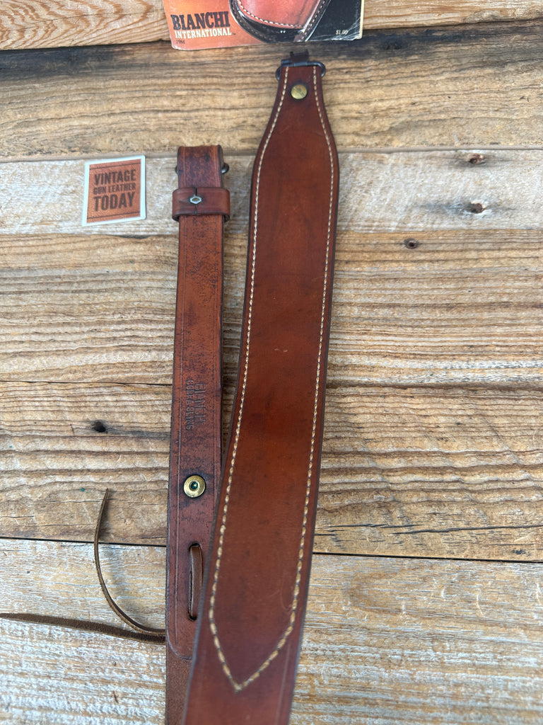 Bianchi Brown Plain Leather Suede Lined Cobra Rifle Sling w/ Swivels